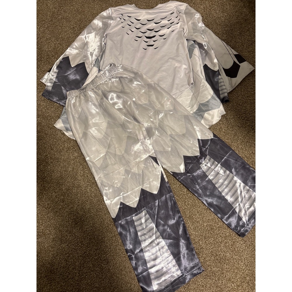 Unbranded Snowy Owl Costume Kids M White Grey Excellent Feather Print Wing Cape